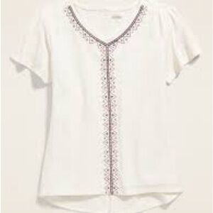 { old navy} Puffy-Graphic Split-Back V-Neck Tee for Girls
